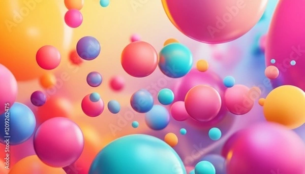 Fototapeta Abstract Colorful Spheres Floating in Space