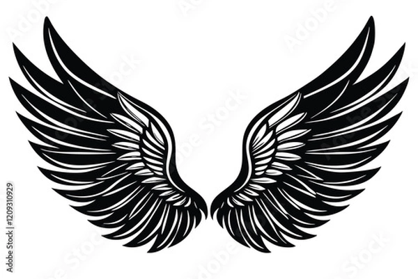 Obraz A collection of wing set silhouette vector illustration