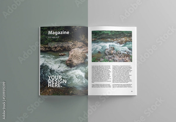 Fototapeta Top View Open A4 Magazine Mockup