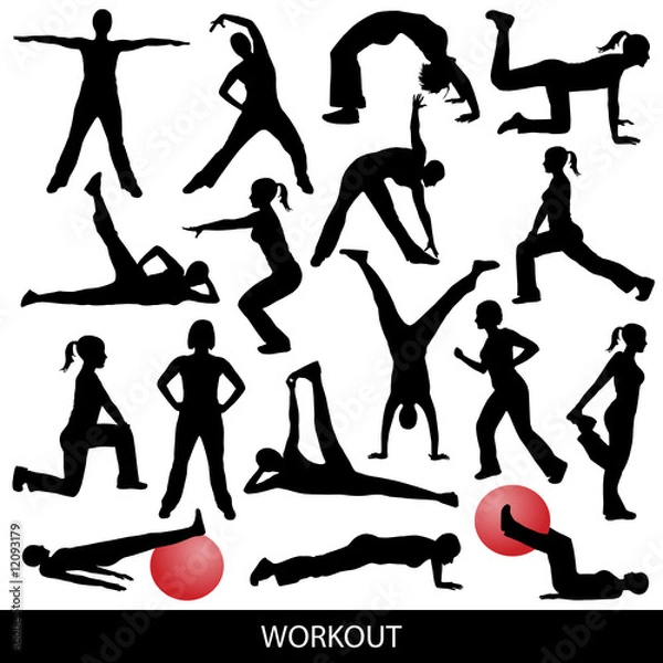 Fototapeta workout silhouettes