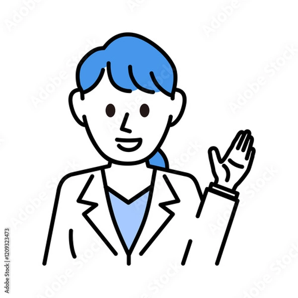 Fototapeta 白衣を着た説明する女医