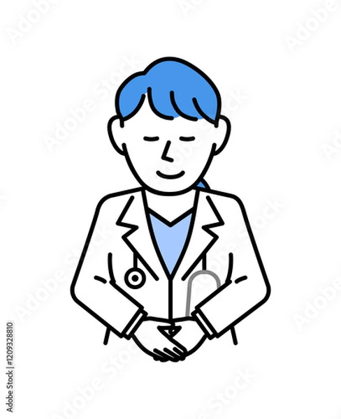 Fototapeta 白衣を着た説明する女医