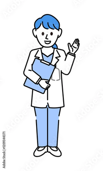 Fototapeta 白衣を着た説明する女医