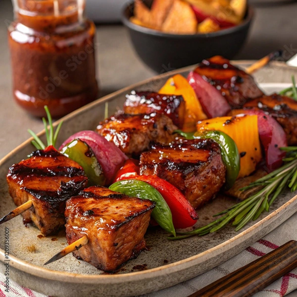 Fototapeta lamb chops with vegetables