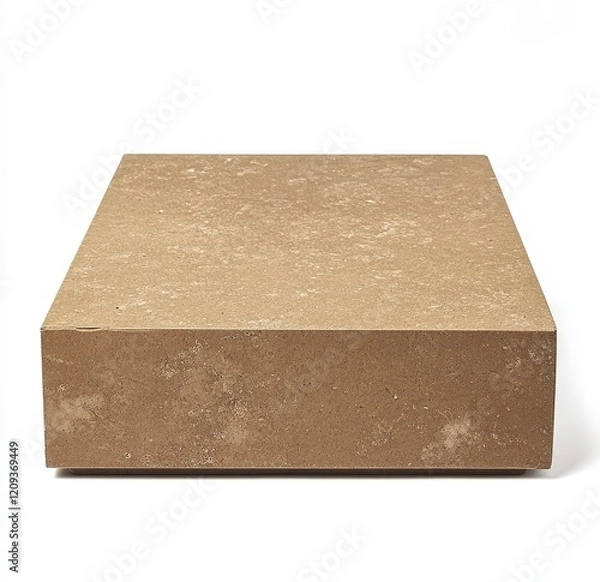 Fototapeta Square, light brown, low coffee table with speckled surface.