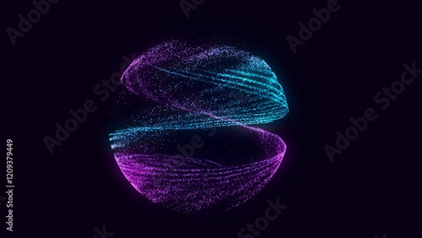 Fototapeta Abstract technology sphere with connecting dots, lines and triangles. Digital abstract network structure. 3D rendering.