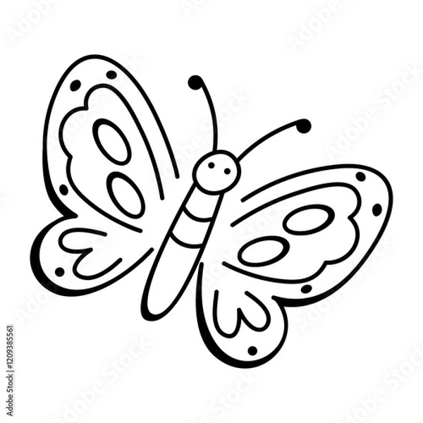Fototapeta Beautiful butterfly icon in drawing style 


