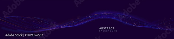 Obraz Cyber Big Data Flow Particles Bokeh. Digital Neural Network. Concept of AI Artificial Intelligence Technology Machine Deep Learning. Digital Communication. Science Technology Presentation Vector.