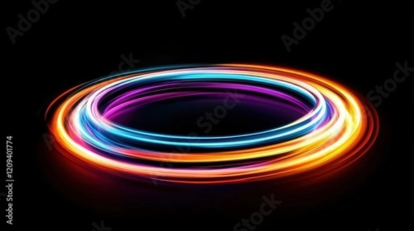 Fototapeta Vortex formed by blending red, orange, and blue paint, abstract image
