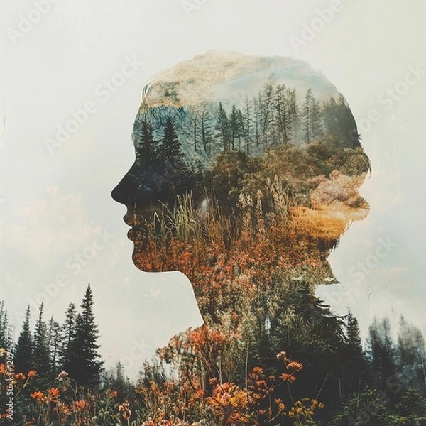 Fototapeta Nature's Embrace: A Woman's Serene Mind