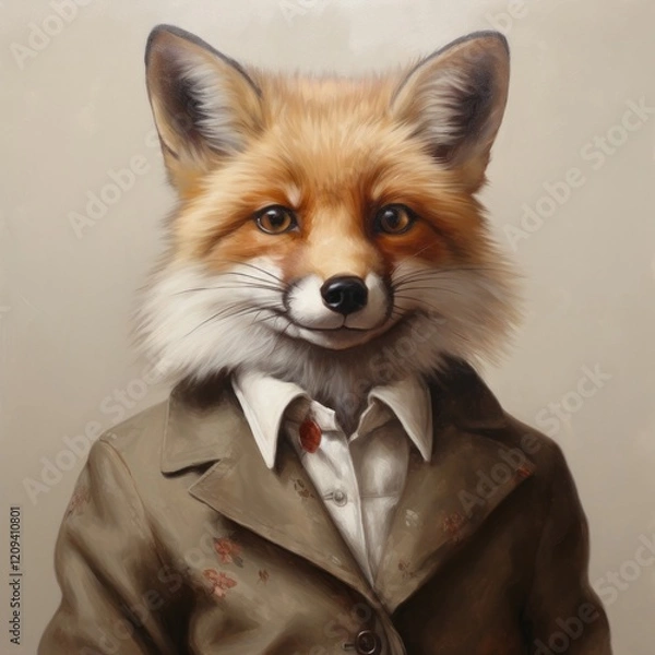 Fototapeta Elegant fox in formal attire