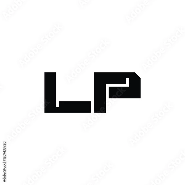 Fototapeta LP monogram logo design letter text name symbol monochrome logotype alphabet character simple logo