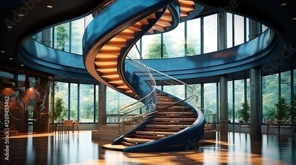 Obraz Beautiful view of the spiral staircase inside the building
