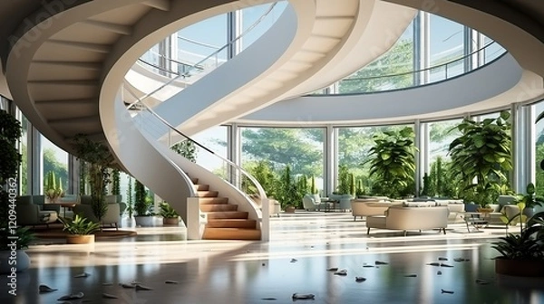 Obraz Beautiful view of the spiral staircase inside the building