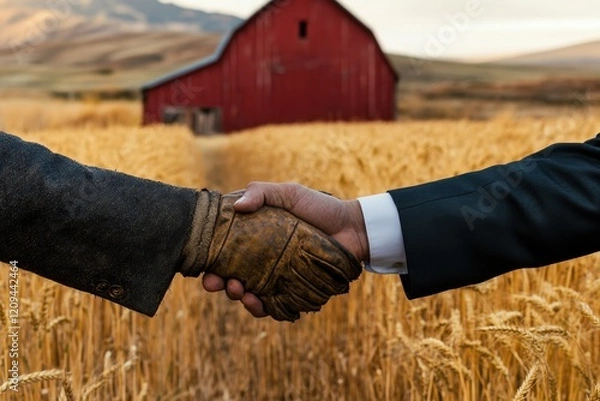 Fototapeta Farmers and Business Partnership: A Handshake of Agricultural Success