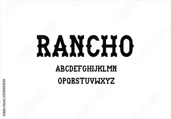 Fototapeta Rancho font for logo and headline. Isolated vector typeset