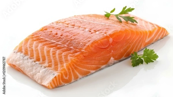 Obraz Salmon steak on white background