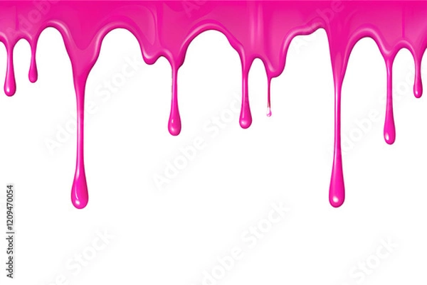 Obraz Pink paint dripping isolated on transparent or white background, png