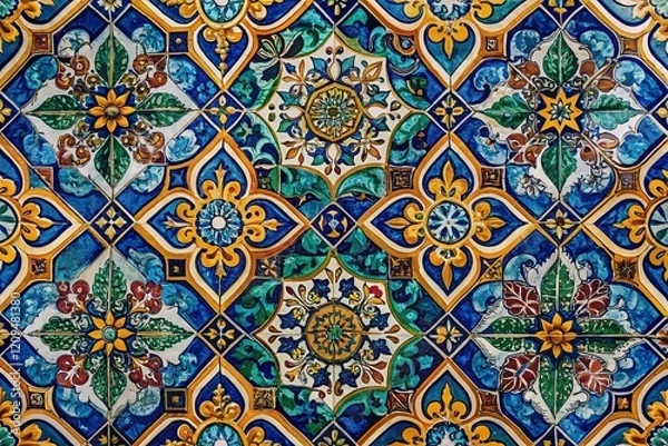 Fototapeta Abstract Ceramic Tile Pattern: Vertical Close-Up Aerial View