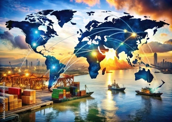 Fototapeta Strategic supply chain management ensures efficient global logistics, distribution, and operational planning.