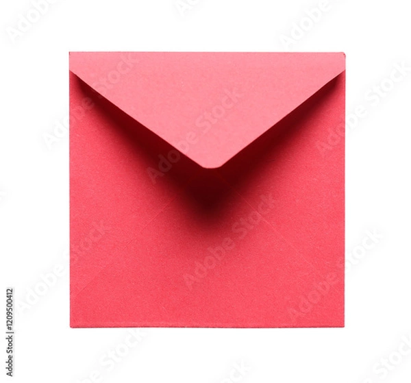 Fototapeta Red envelope isolated on white, top view. Mockup for design