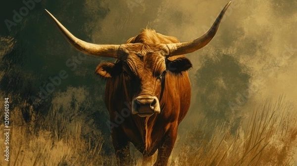 Fototapeta Longhorn steer proud symbol. Generative AI