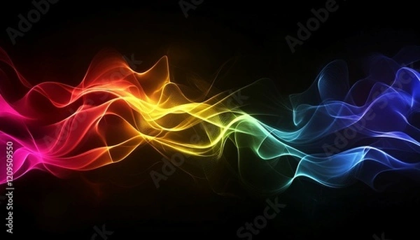 Fototapeta Abstract Rainbow Colored Light Waves Flowing