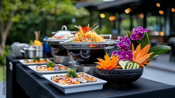 Obraz Elegant Buffet Table with Asian Cuisine