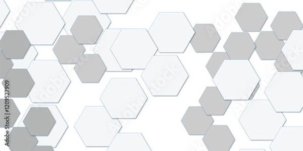 Fototapeta Abstract technology white and grey geometric hexagon on transparent concept design honeycomb shape vector. 