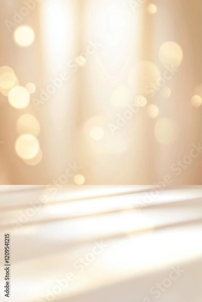 Fototapeta Elegant abstract beige blurred background with light bokeh design perfect for product display and visual presentations in a modern studio setting