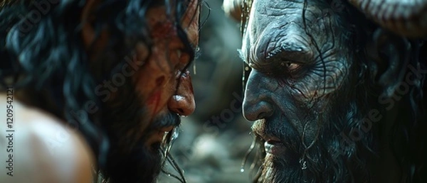 Fototapeta Jesus talks to the devil 