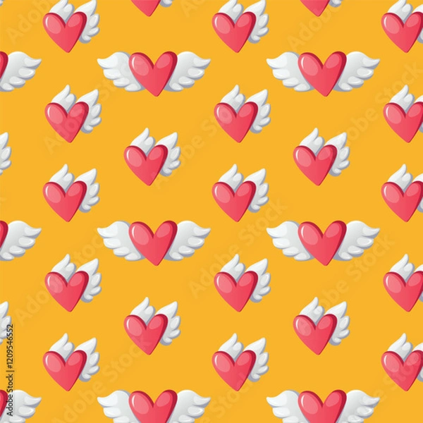 Obraz valentine love wing pattern with yellow background
