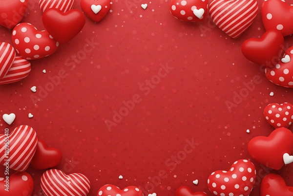 Fototapeta Valentine Red Hearts Background with Romantic Design

