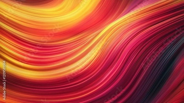 Fototapeta Abstract fiery waves digital art background. Red, orange, and yellow gradient colors swirl in a dynamic pattern.