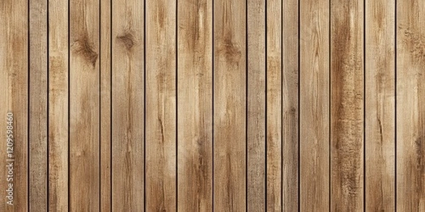 Fototapeta Seamless light brown wood texture background with vertical planks showcasing natural grains and knots in a warm rustic setting.