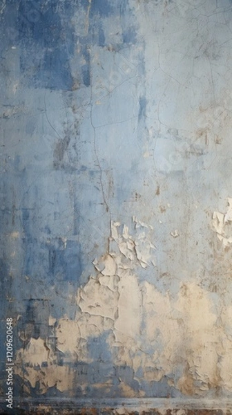 Fototapeta Blue and silver wall architecture plaster