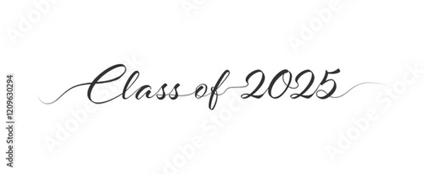 Fototapeta Stylized calligraphic inscription Class of 2025 in one line