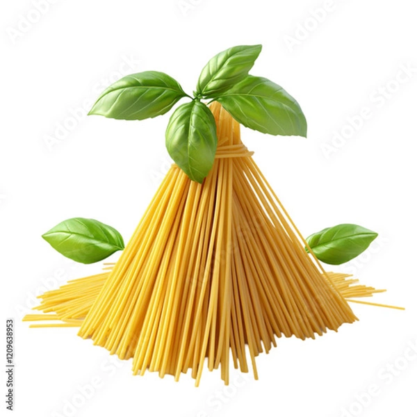 Fototapeta Spaghetti and Basil Italian Cuisine Pasta Dish Food Photography,