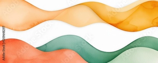 Fototapeta Retro watercolor idea. Abstract waves of pastel colors create a harmonious and fluid visual design.