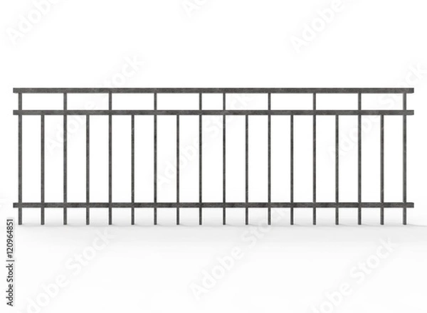 Obraz 3d illustration of metal fence. white background isolated. icon for game web. 
