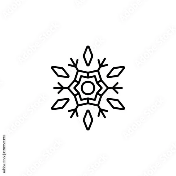 Fototapeta Snowflake linear icon. Thin line customizable illustration. Contour symbol. Vector isolated outline drawing. Editable stroke