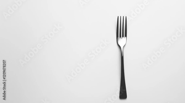 Fototapeta Elegant Silver Fork Isolated on Clean White Background Minimalistic Design Perfect for Culinary or Dining Related Projects