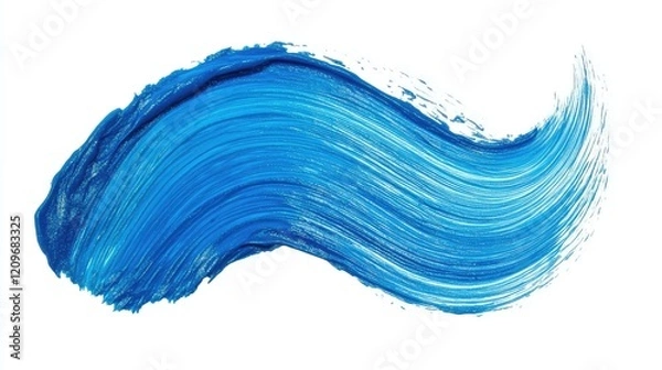 Fototapeta Sky blue watercolor brushstroke with texture on white background ideal for creative design and artistic applications