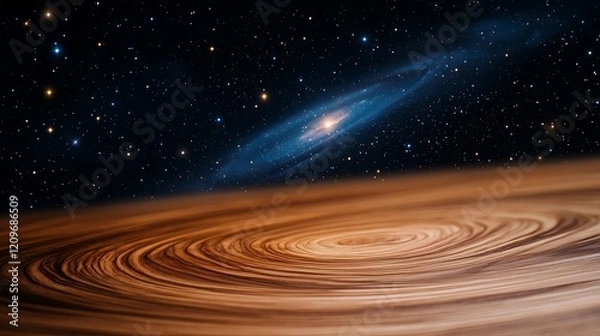Obraz Spiral Galaxy over a Planetary Surface