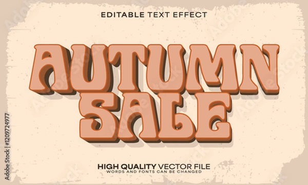 Obraz Autumn retro text effect, editable text effect and fall 3d font style bold shadow vintage poster design