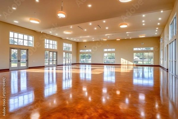 Fototapeta Bright community center with open layouts, polished flooring, and ample lighting. A versatile space for local events and gatherings.