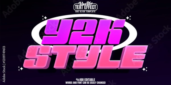 Fototapeta Y2k editable text effect, customizable 80s and retro 3d font style