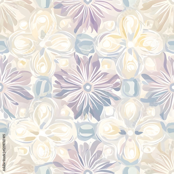 Obraz Creative Seamless Pattern 2D Doodle Floral Illustrations for wallpaper, card, tile.