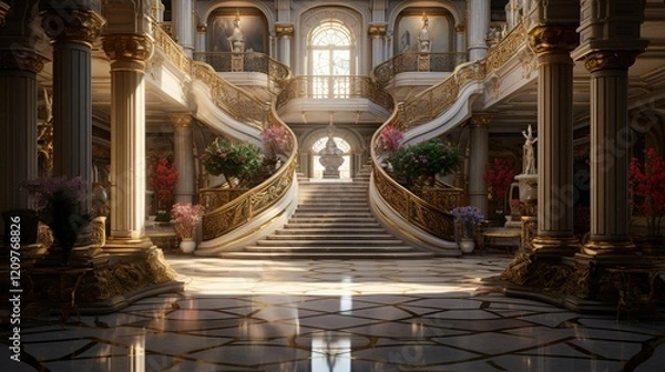 Fototapeta A photo of a Palace Home with Open and Airy Residence