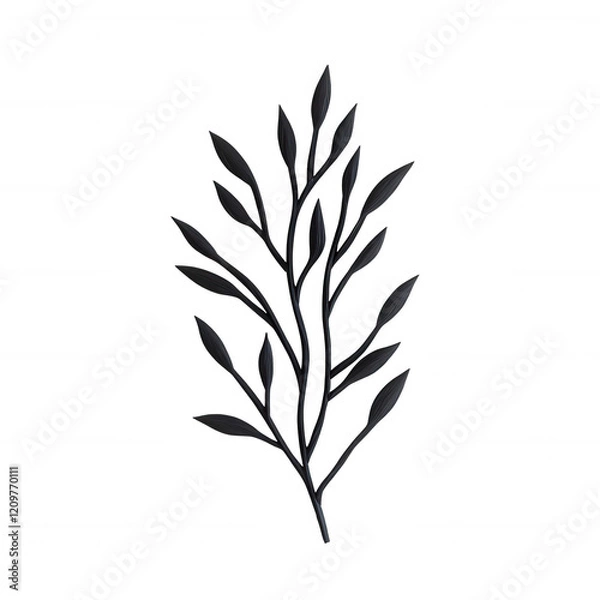 Fototapeta An elegant leaf branch with delicate details on a transparent background., isolated on a transparent background.